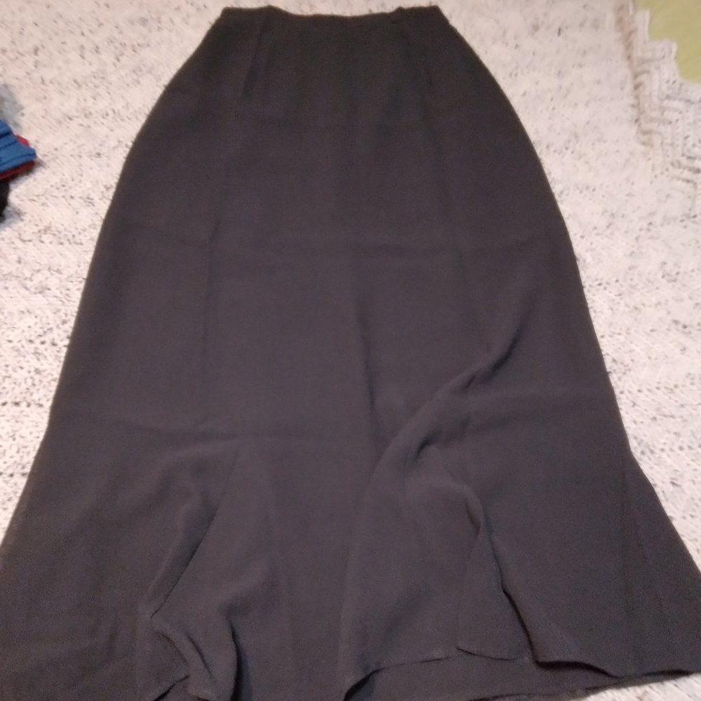 Black calf-length skirt